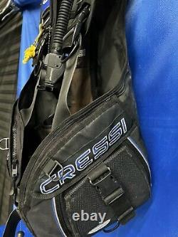 Cressi Aquapro 5R Scuba Diving Vest BCD LG Black/Blue With Cressi Bag. Good