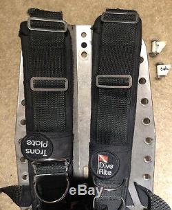 Dive Rite Transplate Scuba Harness sz L/XL with OMS Steel Backplate
