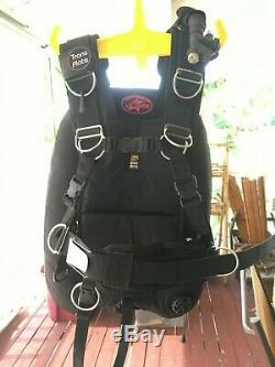 XL DIVE RITE BCD TECH SCUBA HARNESS and HOG WING, D. R. BACK PLATE, INFLATOR